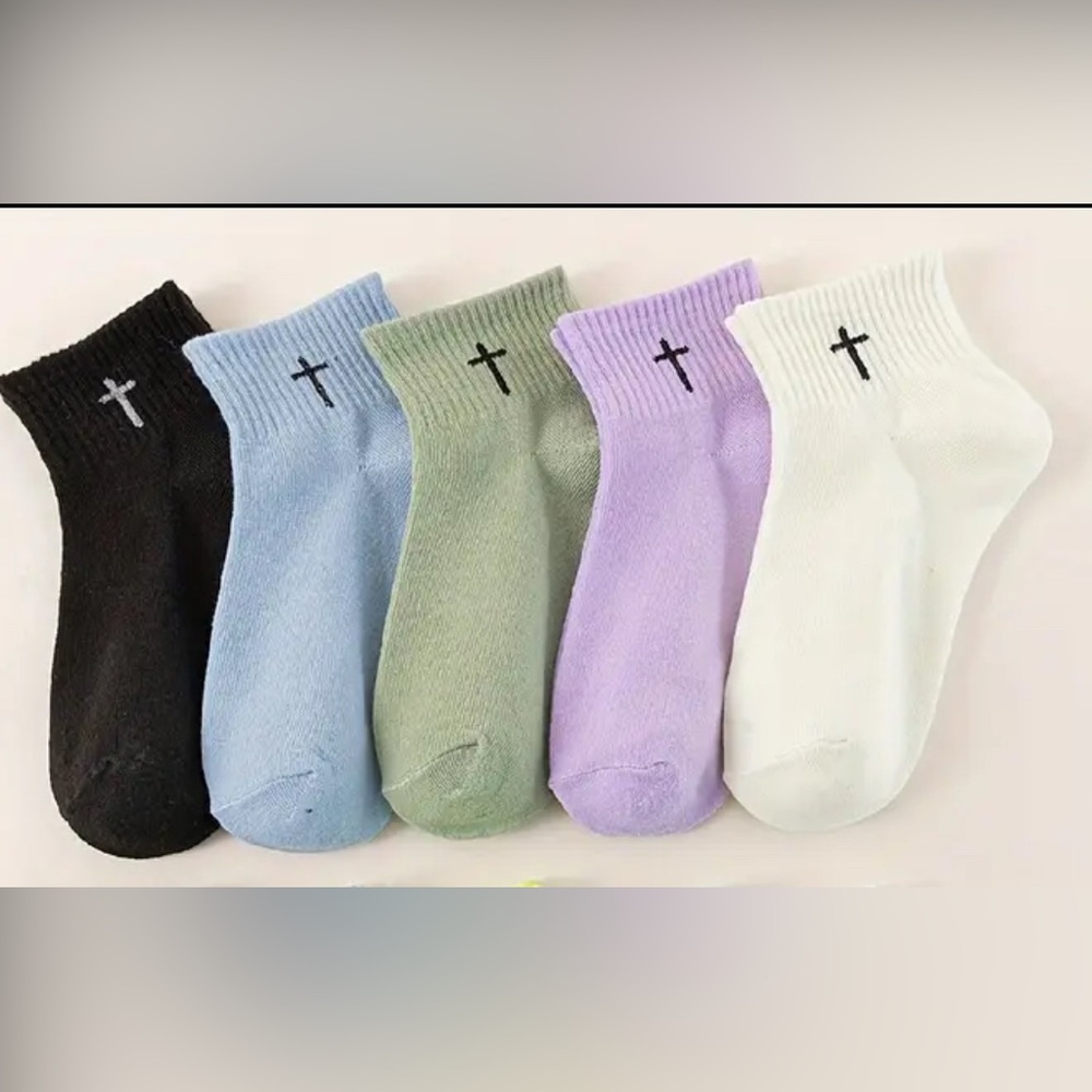 Colorful Cross Graphic Ankle Socks 5 pack